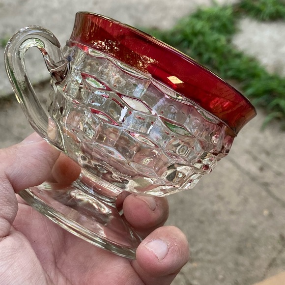 🔥💥 (2)VINTAGE Tiffin KING’S CROWN CRANBERRY RED Footed Punch Cups RARE FIND💥 - Picture 5 of 7